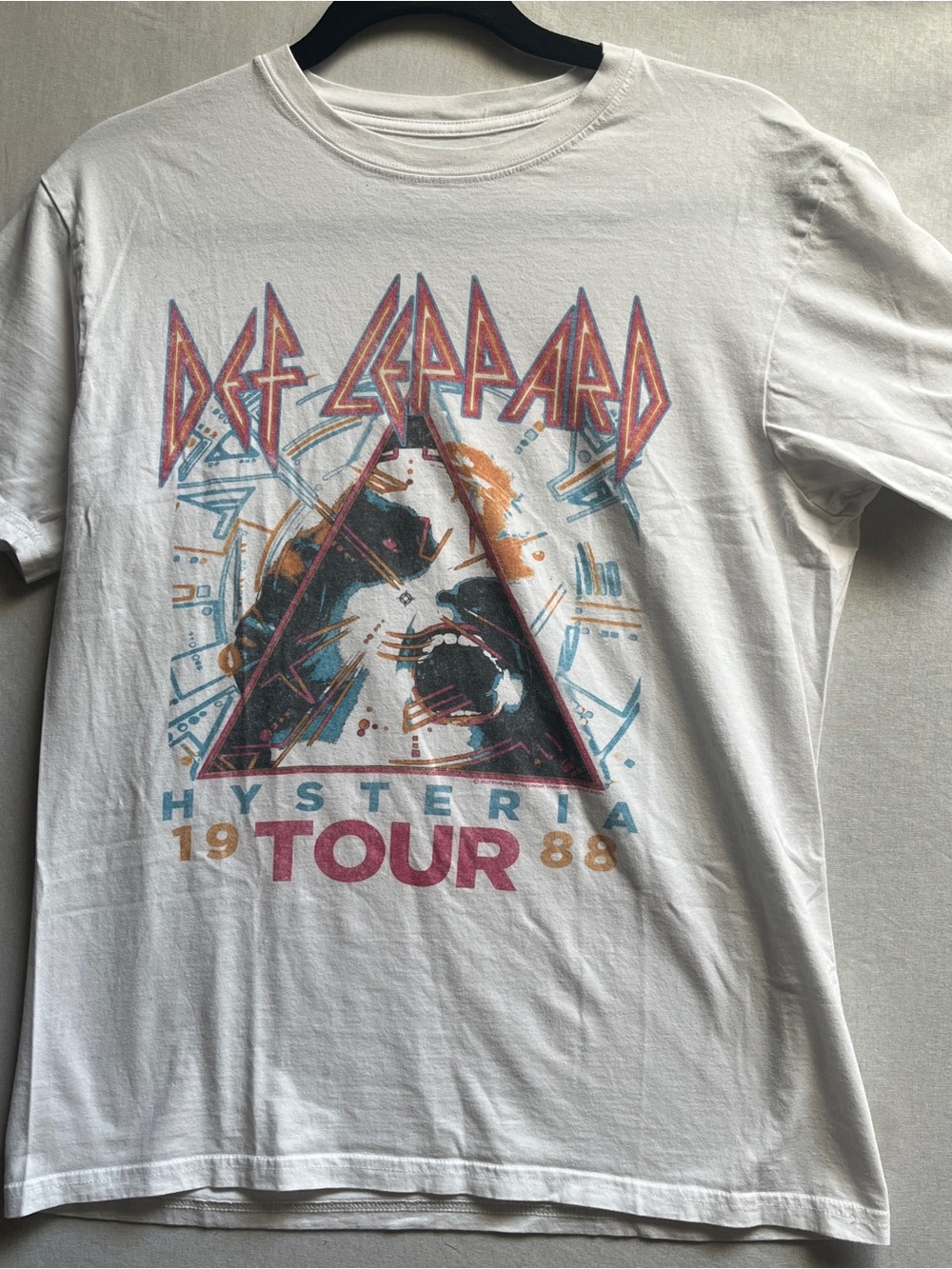 Def Leppard Hysteria 1988 Tour Graphic T-Shirt White Size M